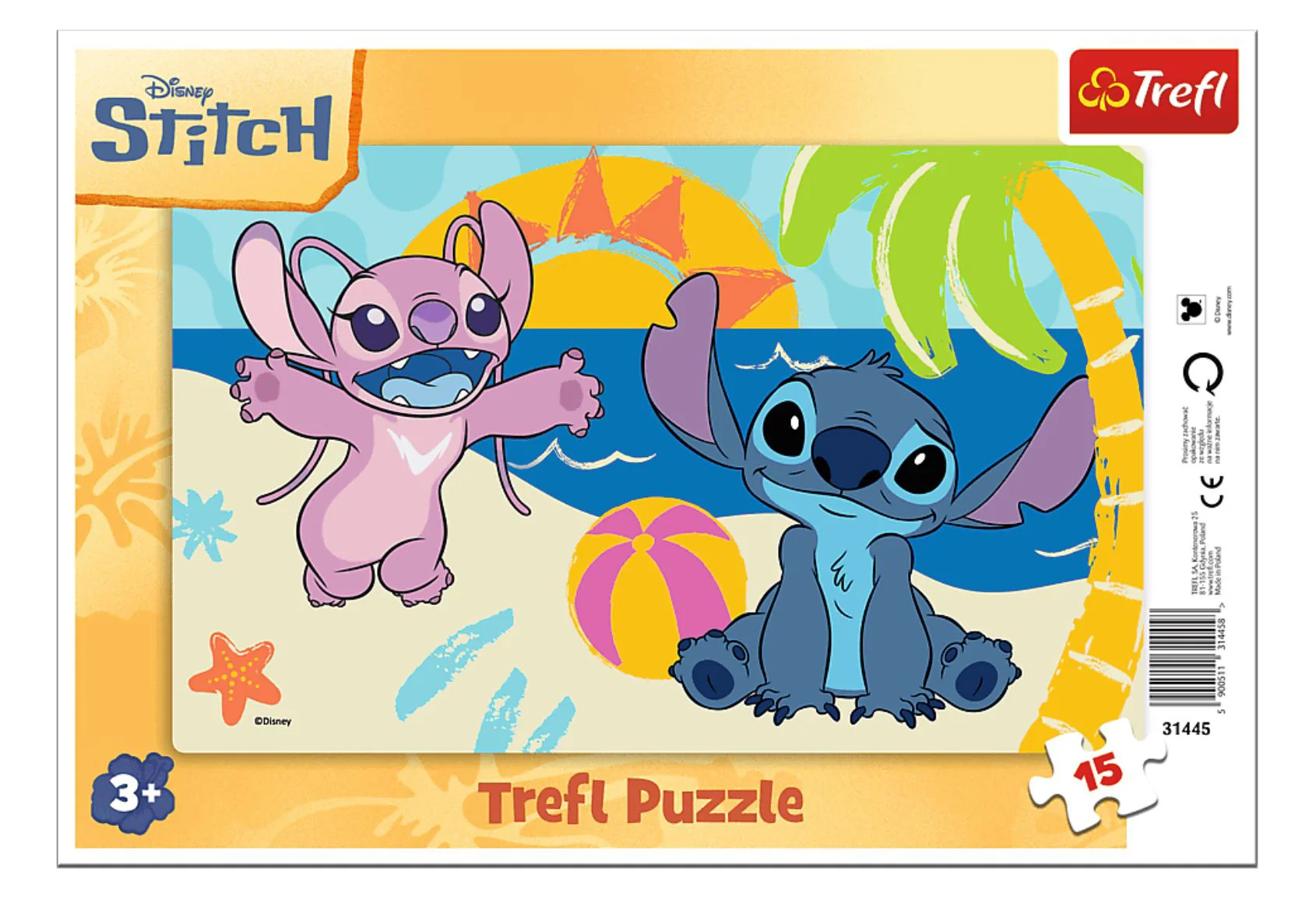 Puzzle Trefl Lilo si Stitch: Sub palmieri, 15 el. foto