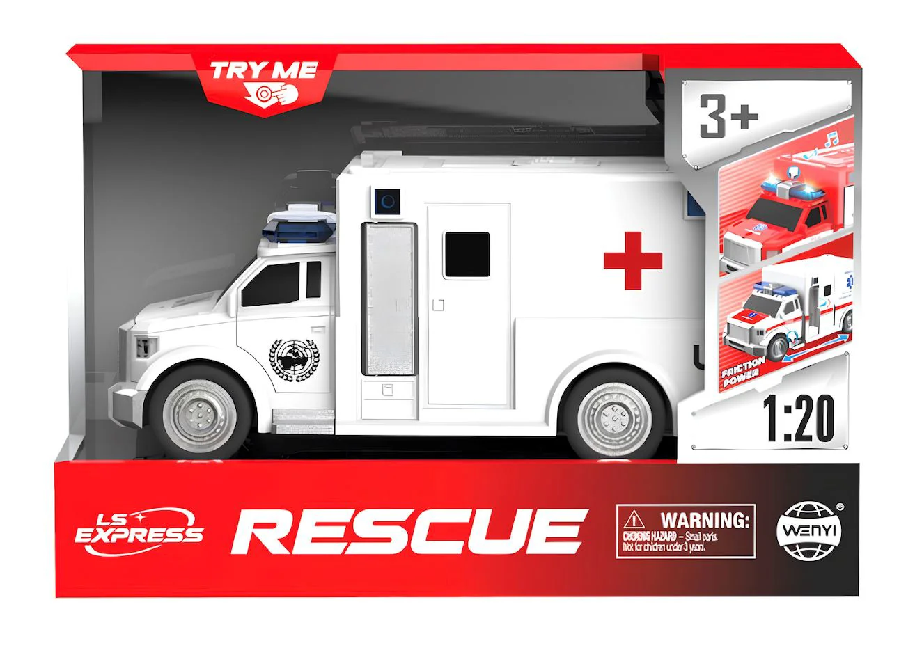 Ambulanta cu frictiune Wenyi cu lumini si sunete 1:20 foto