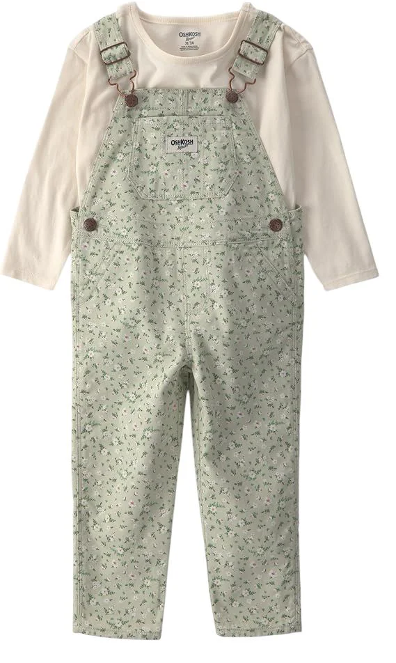OshKosh Set 2 piese Tiny Flowers - bluza cu maneca lunga si salopeta foto