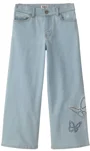OshKosh Blugi largi scurtati cu broderie fluturas Light Wash foto