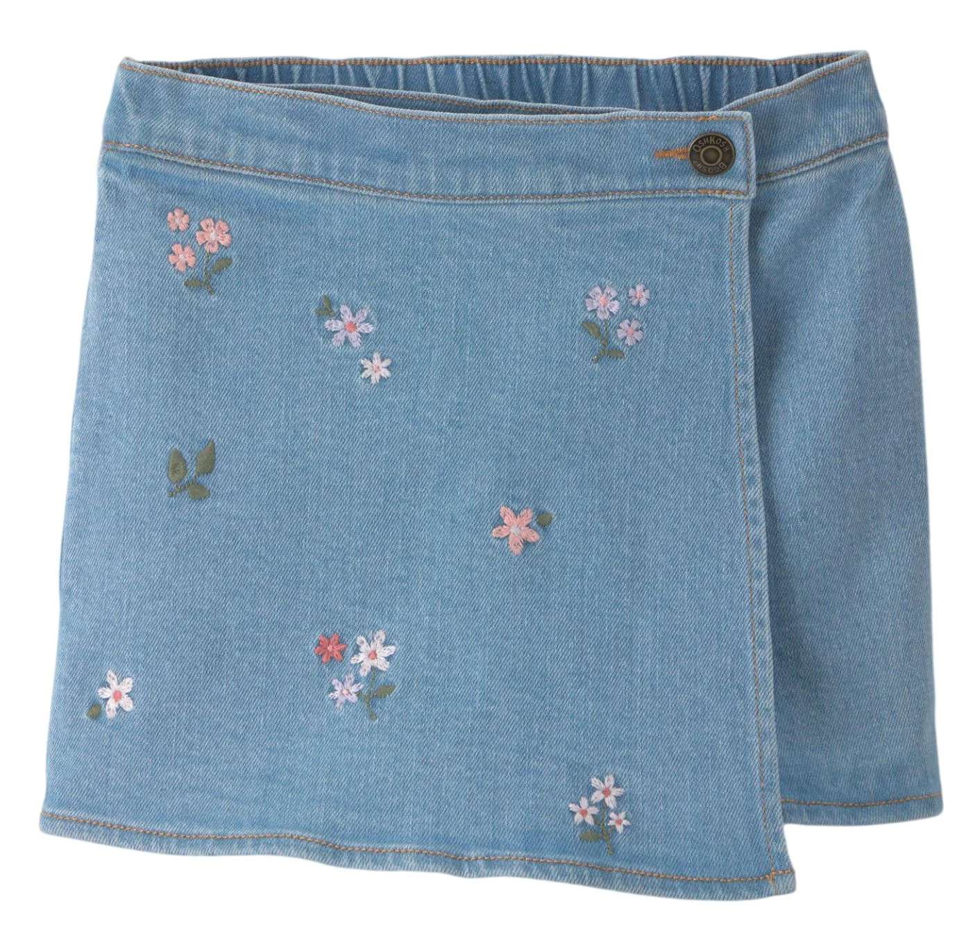 OshKosh Fustita-pantalon din denim cu broderie florala foto