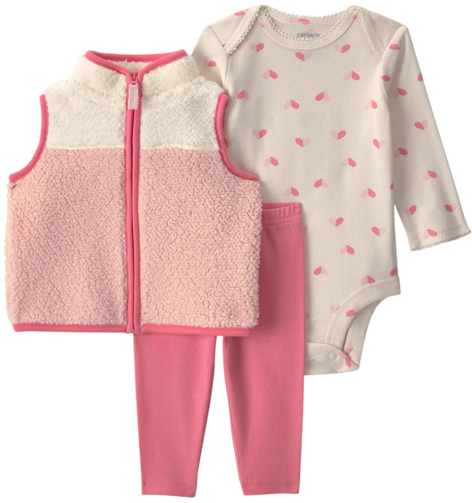 Carter's Set 3 piese Pink Colorblock - vesta, colanti si body foto