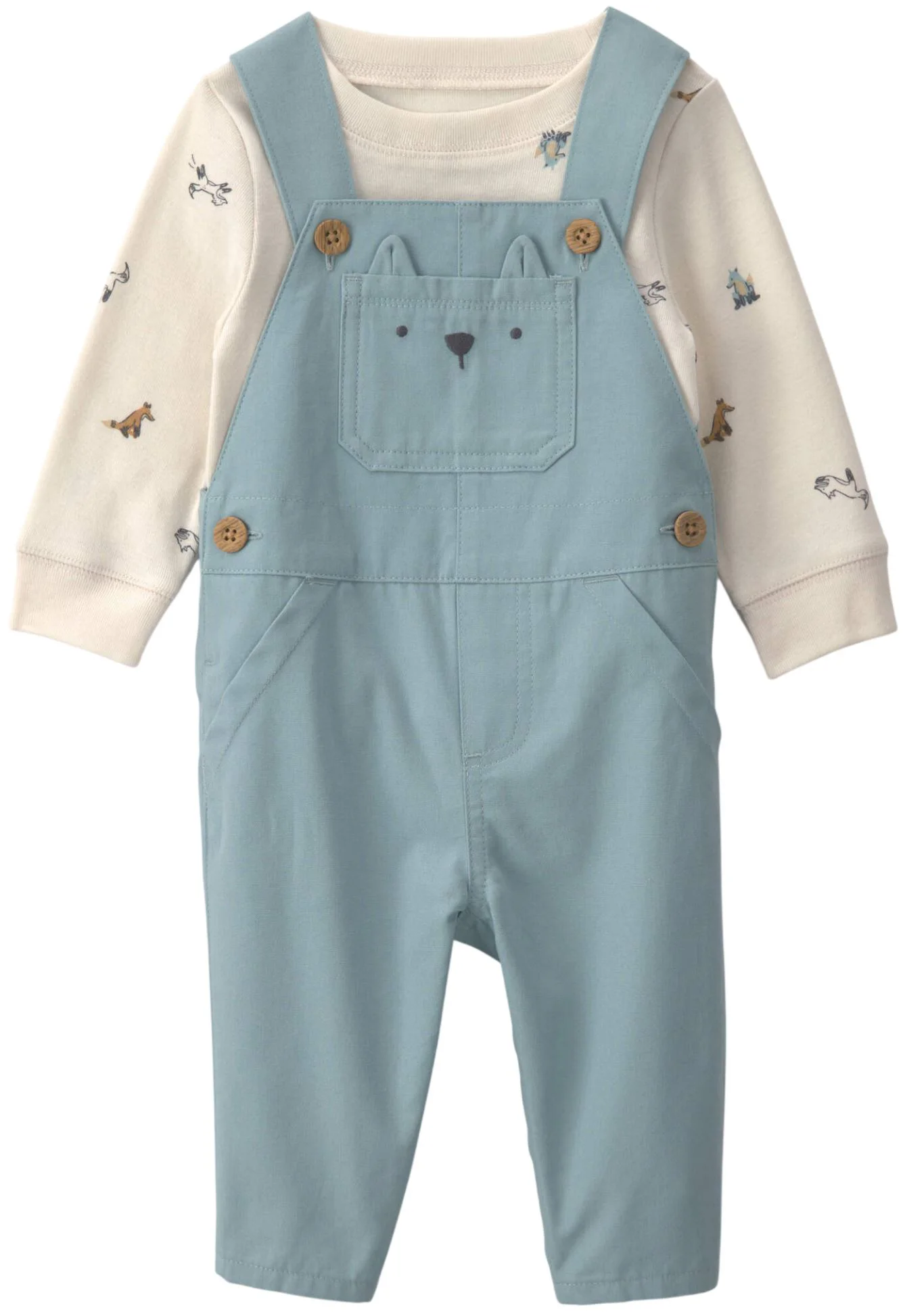 Carter's Set 2 piese Wolf - salopeta lunga si bluza foto