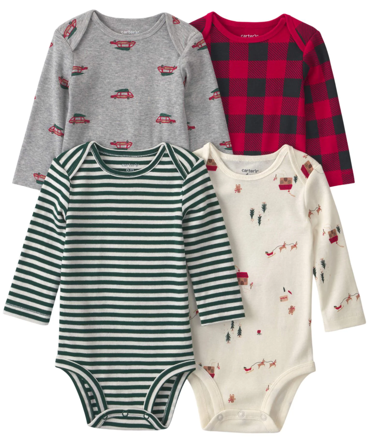 Carter's Set 4 body cu maneca lunga Holiday foto