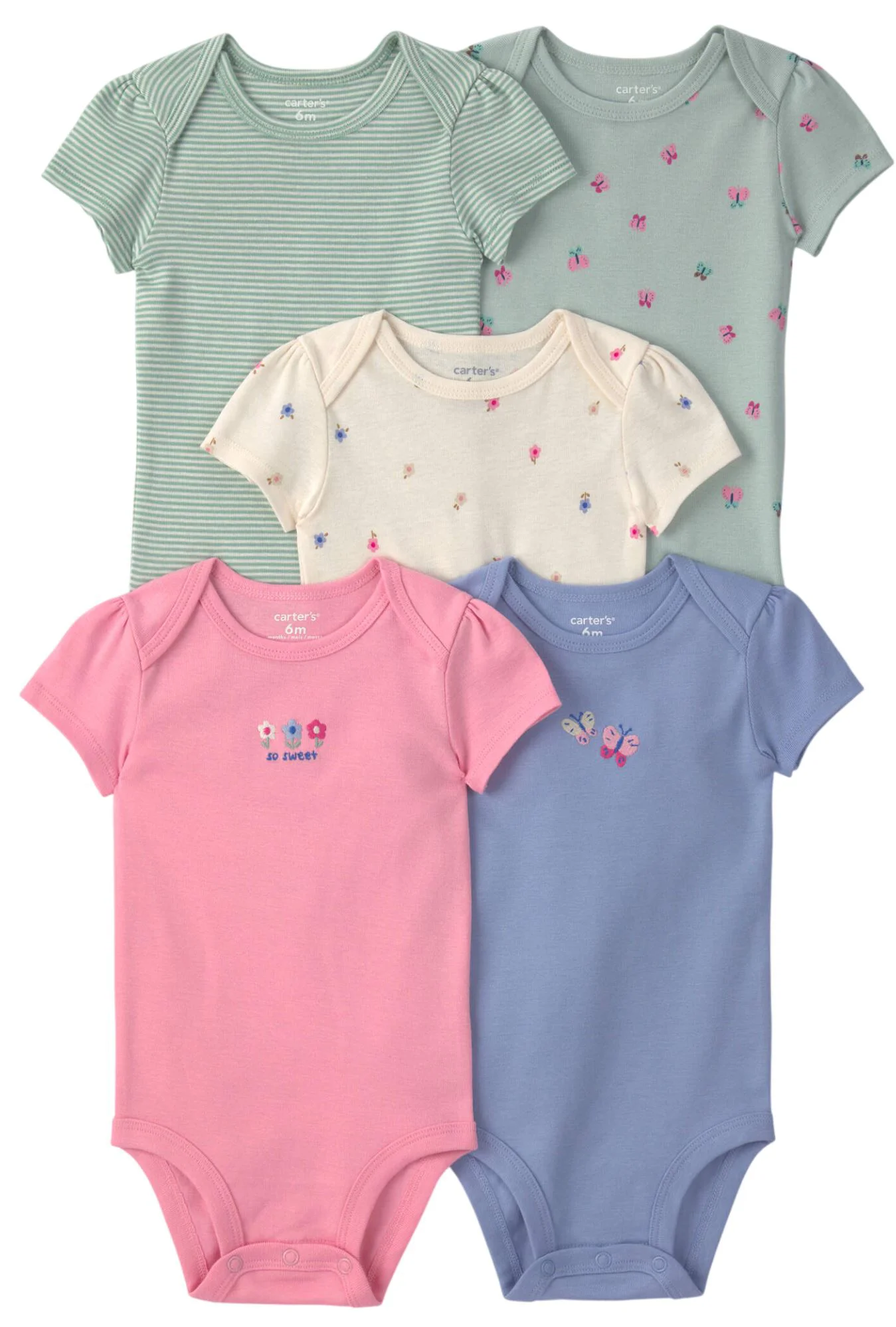 Carter's Set 5 body cu maneca scurta Garden Theme foto