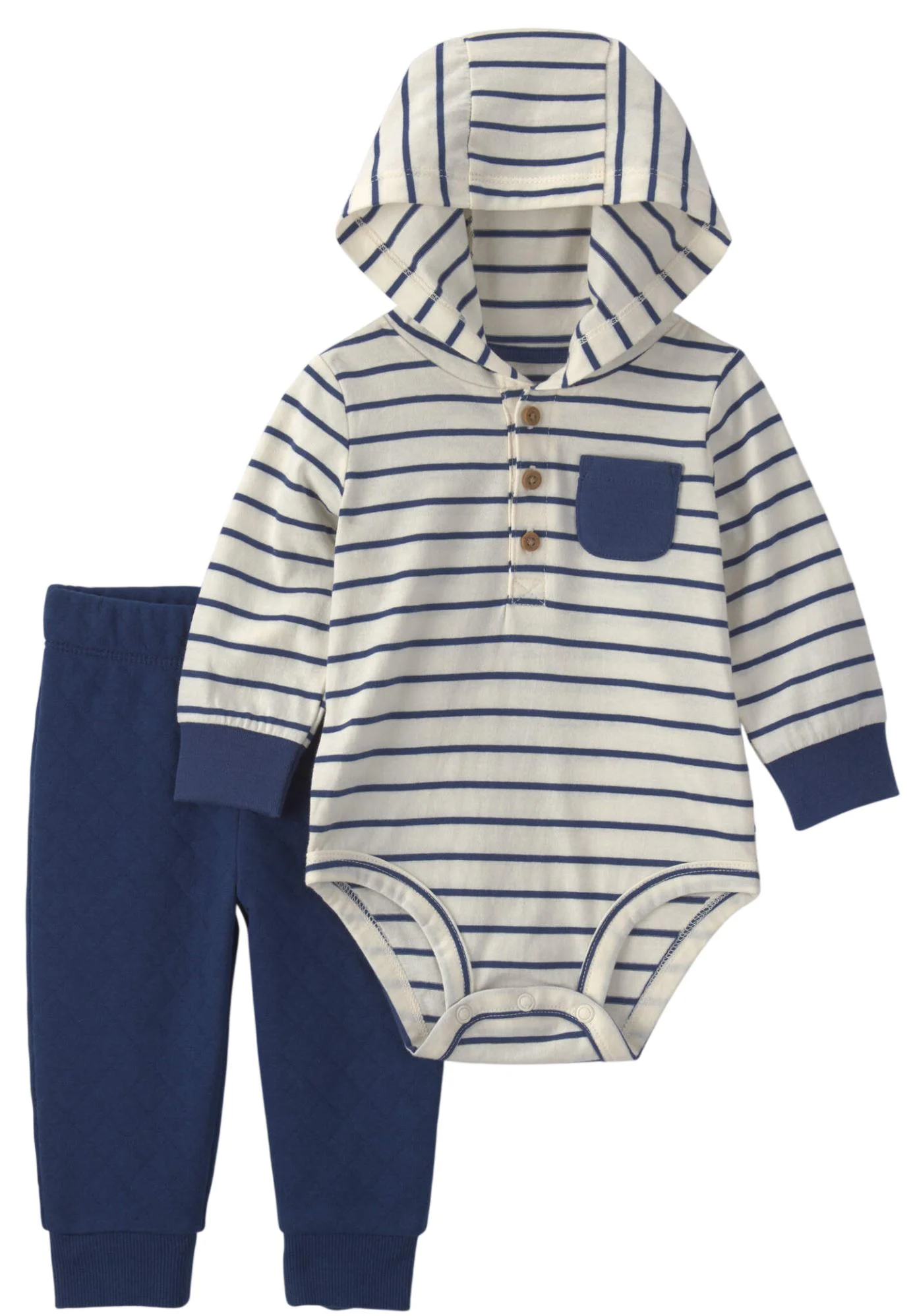 Carter's Set 2 piese Stripes - body cu gluga si pantaloni foto