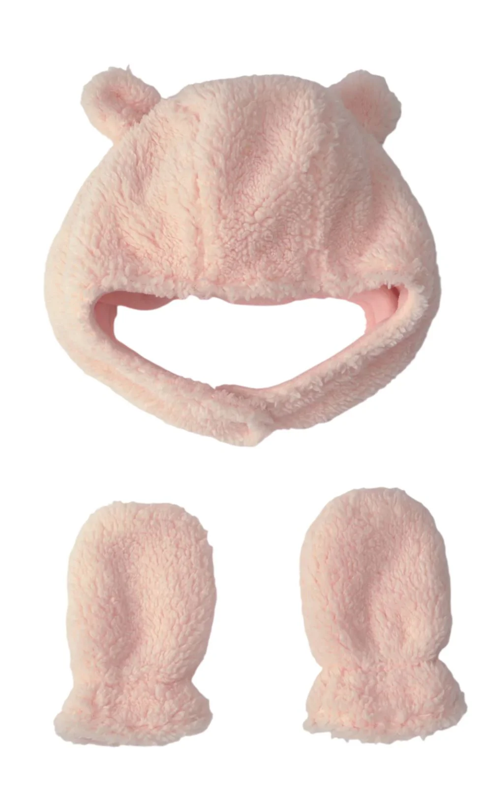 Carter's Set caciulita si manusi din sherpa Pink Teddy foto