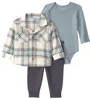 Carter's Set 3 piese Blue - camasa jacheta, body si pantaloni foto