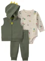 Carter's Set 3 piese Dino - vesta fara maneci cu gluga, body si pantaloni foto