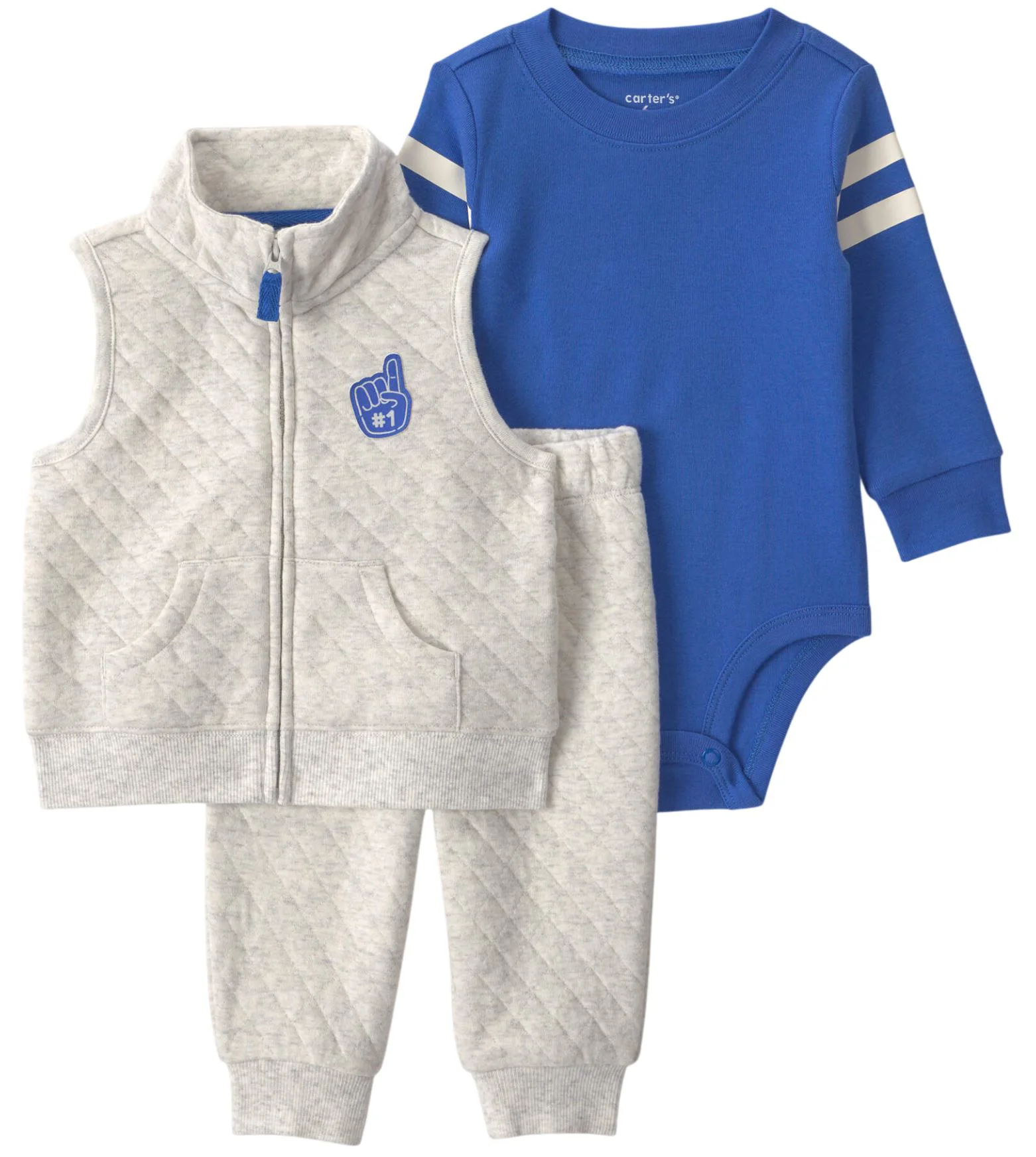 Carter's Set 3 piese Varsity  - vesta cu fermoar, body si pantaloni foto