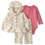 Carter's Set 3 piese Floral - vesta cu gluga, body si pantaloni foto