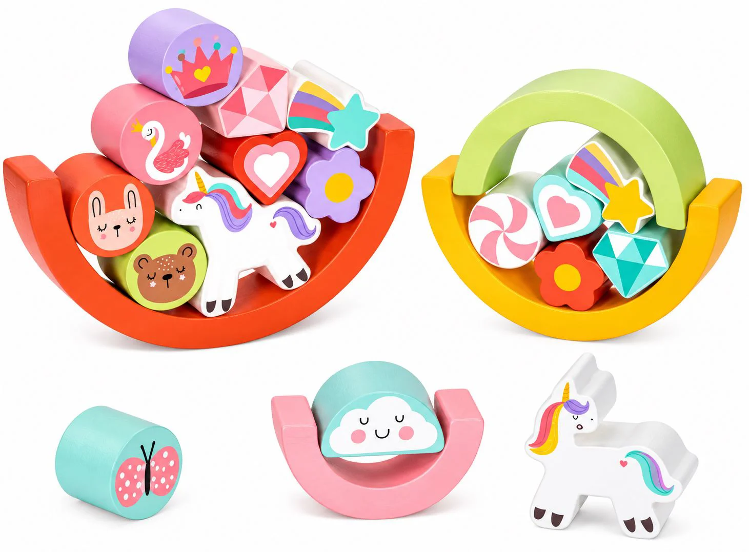image for Деревянная игрушка Tooky Toy Единорог, 21 эл. foto