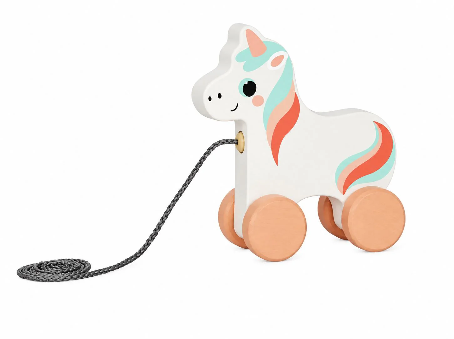 Jucarie din lemn de tras Tooky Toy Unicorn foto
