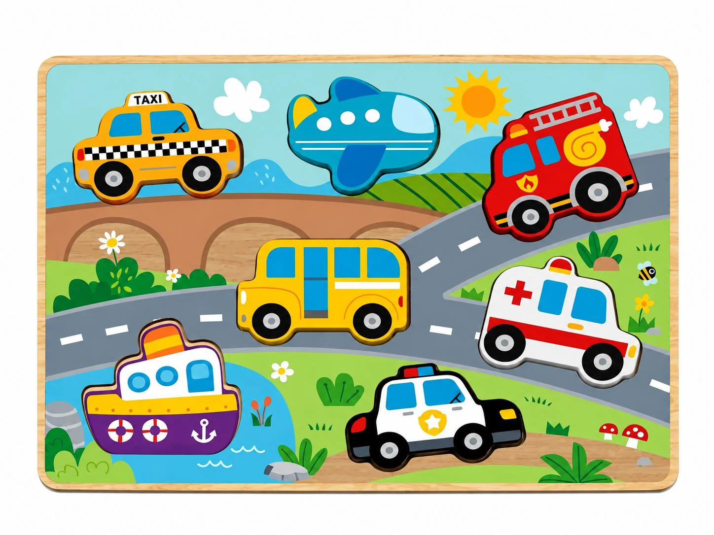 image for Puzzle din lemn Tooky Toy Transport , 8 el. foto