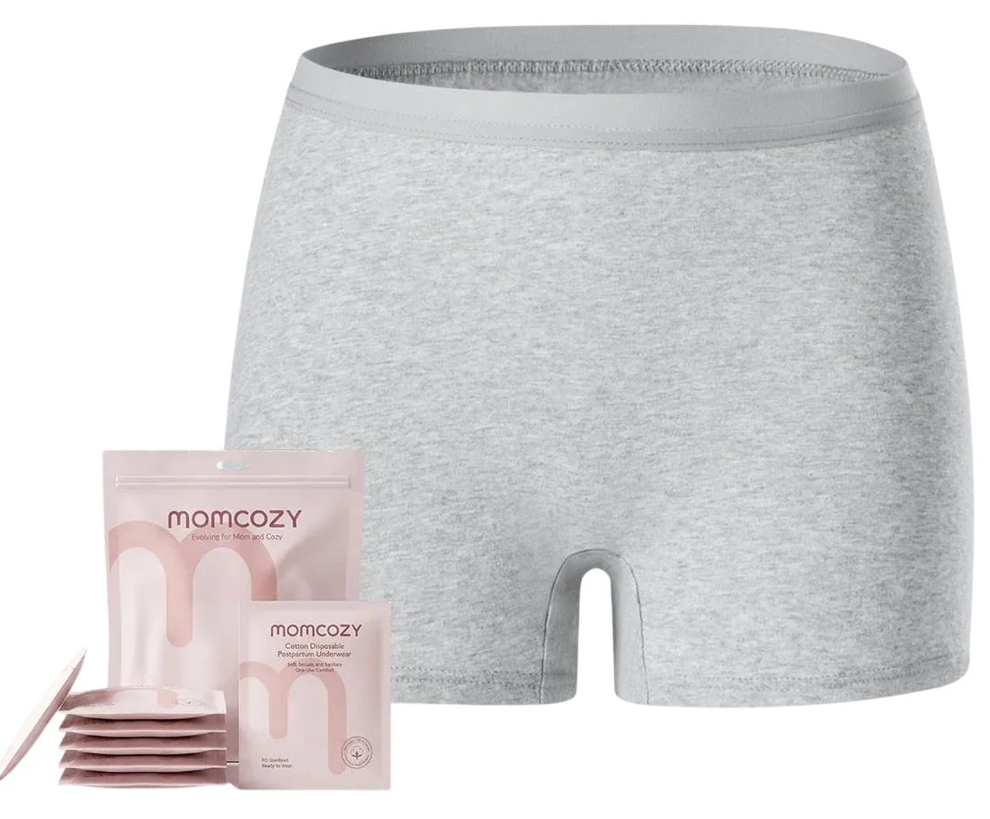 image for Chilotei postanatali de unica folosinta din bumbac Momcozy Grey, 7 buc., marimea M foto