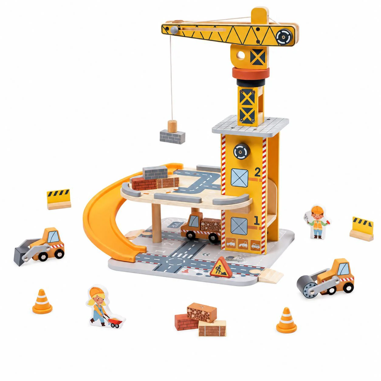 Set de joaca din lemn Tooky Toy Macara portuara foto