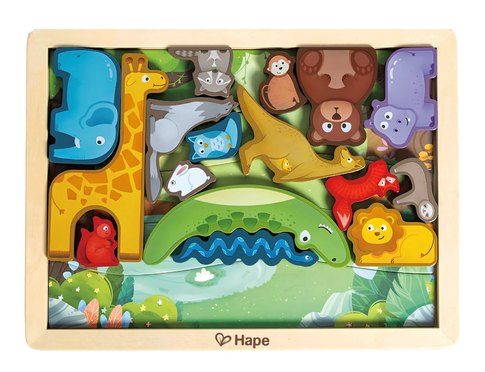 image for Деревянный пазл Hape Царство животных, 16 эл. foto
