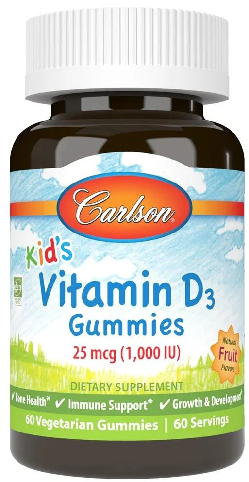 image for Supliment alimentar pentru copii Carson Lab Vitamina D3 1000 IU, 60 comprimate masticabile foto