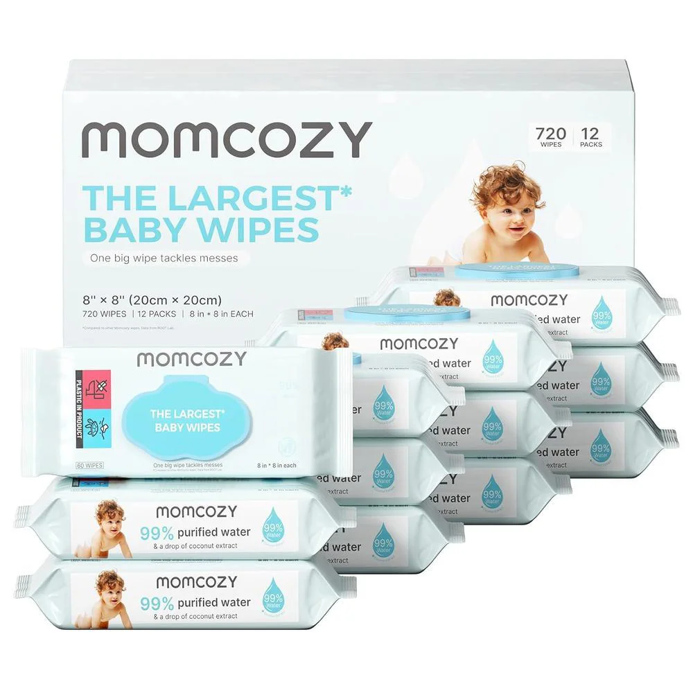 image for Servetele umede Momcozy Water Wipes Extra Large, 12 pachete foto