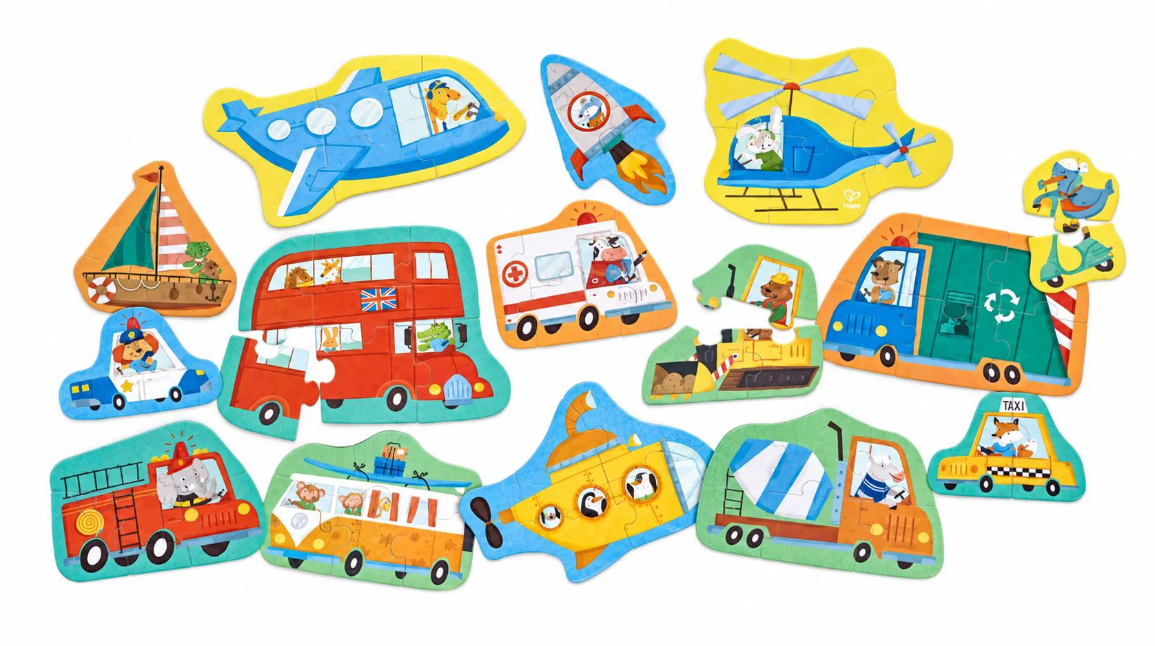 image for Puzzle din lemn 15 in 1 Hape Vehicule foto
