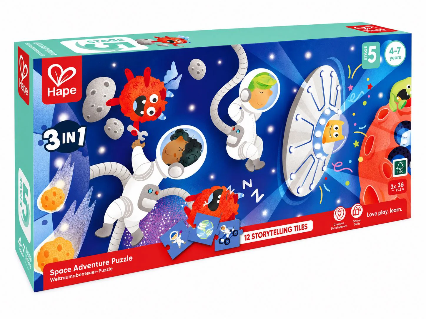 image for Puzzle 3 in 1 Hape Aventura in spatiu foto