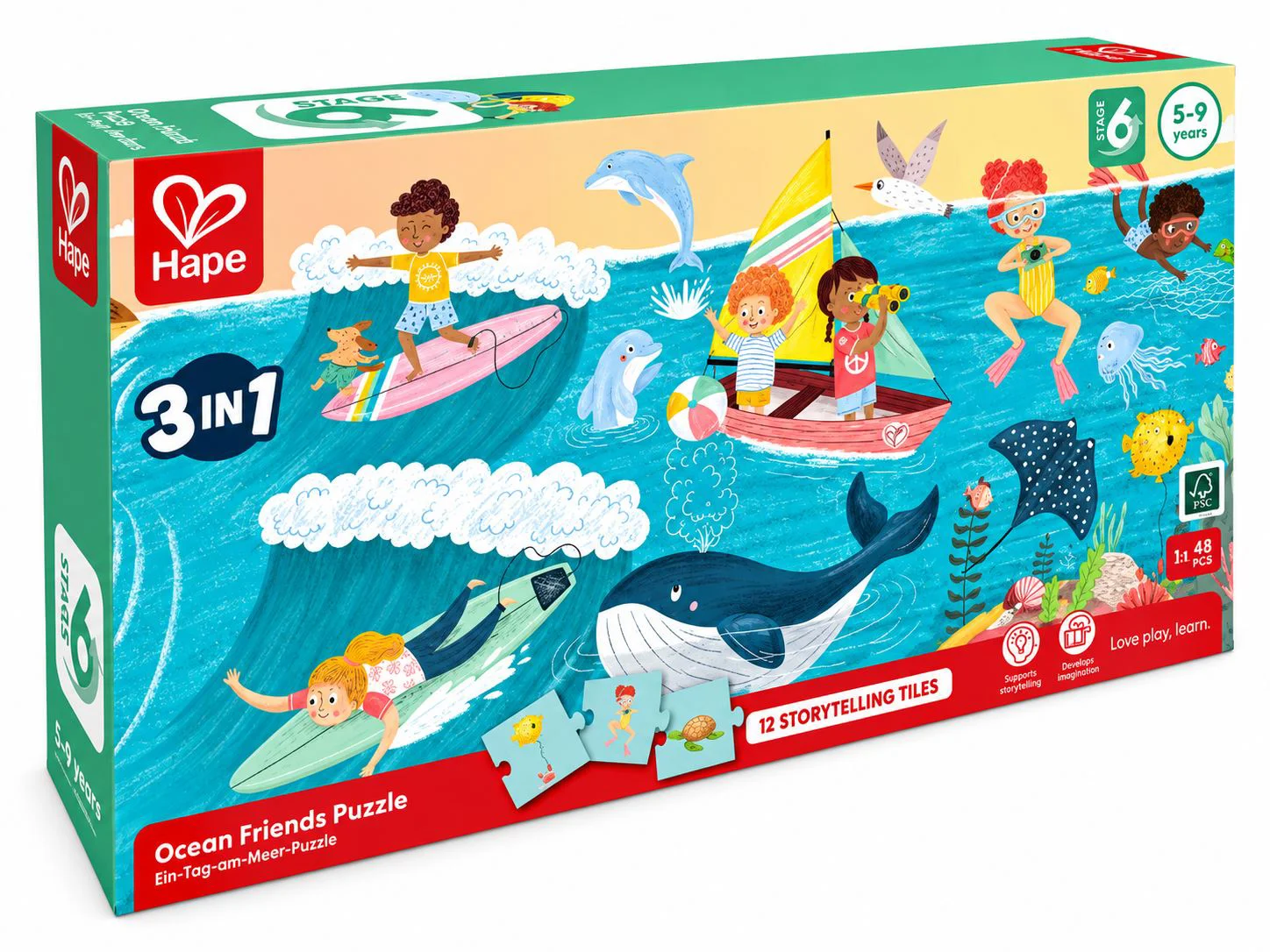 image for Puzzle 3 in 1 Hape Prietenii oceanului foto