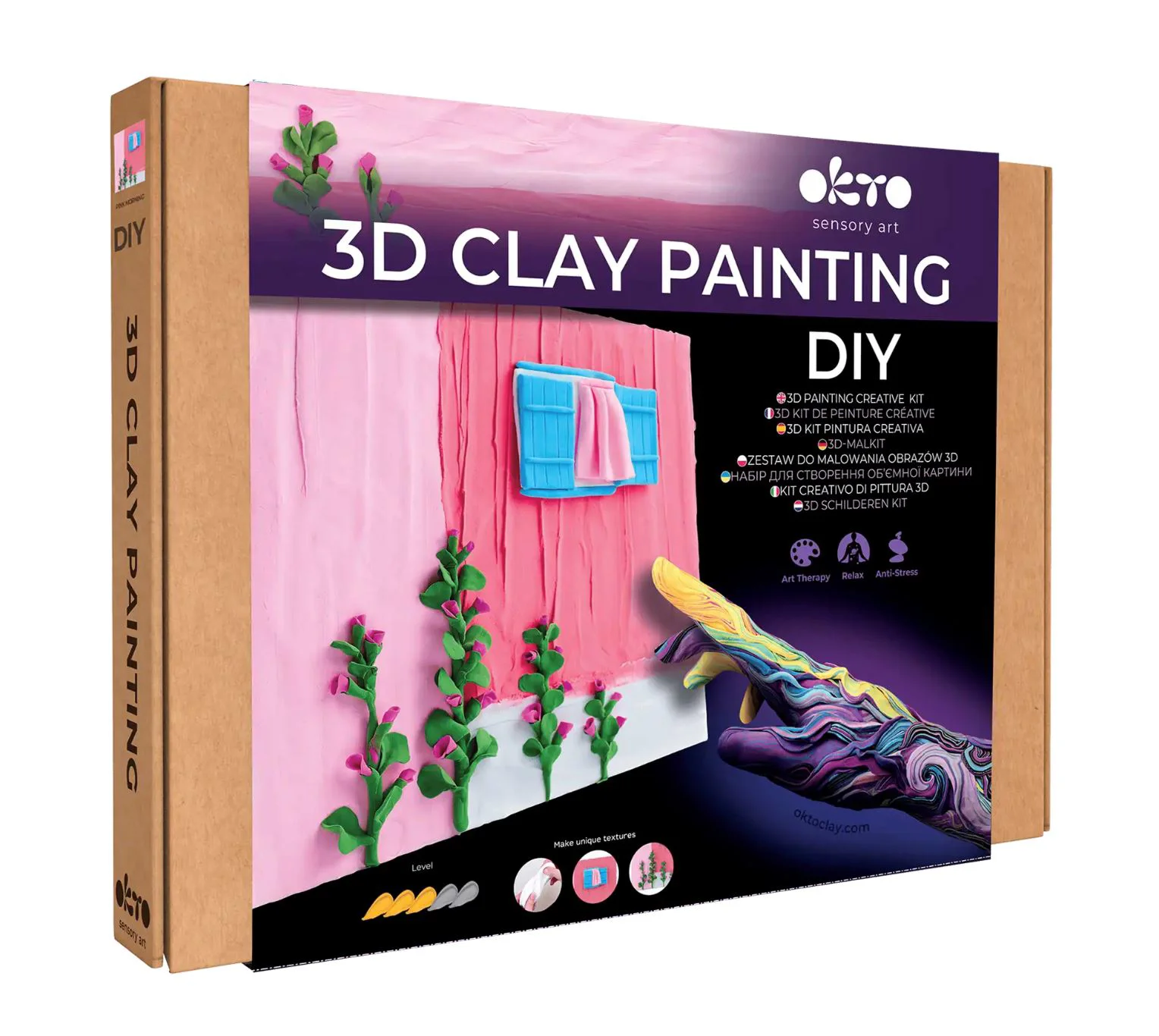 Tablou 3D cu plastilina aerata Okto Air Clay Dimineata roz, 30x30 cm foto