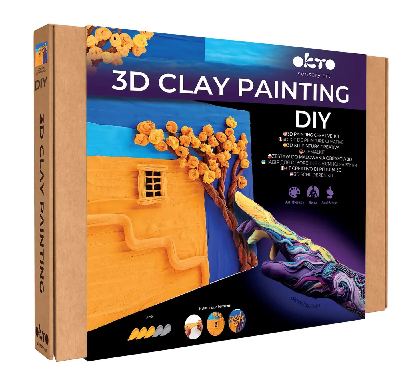 Tablou 3D cu plastilina aerata Okto Air Clay Dupa-amiaza aurie, 30x30 cm foto