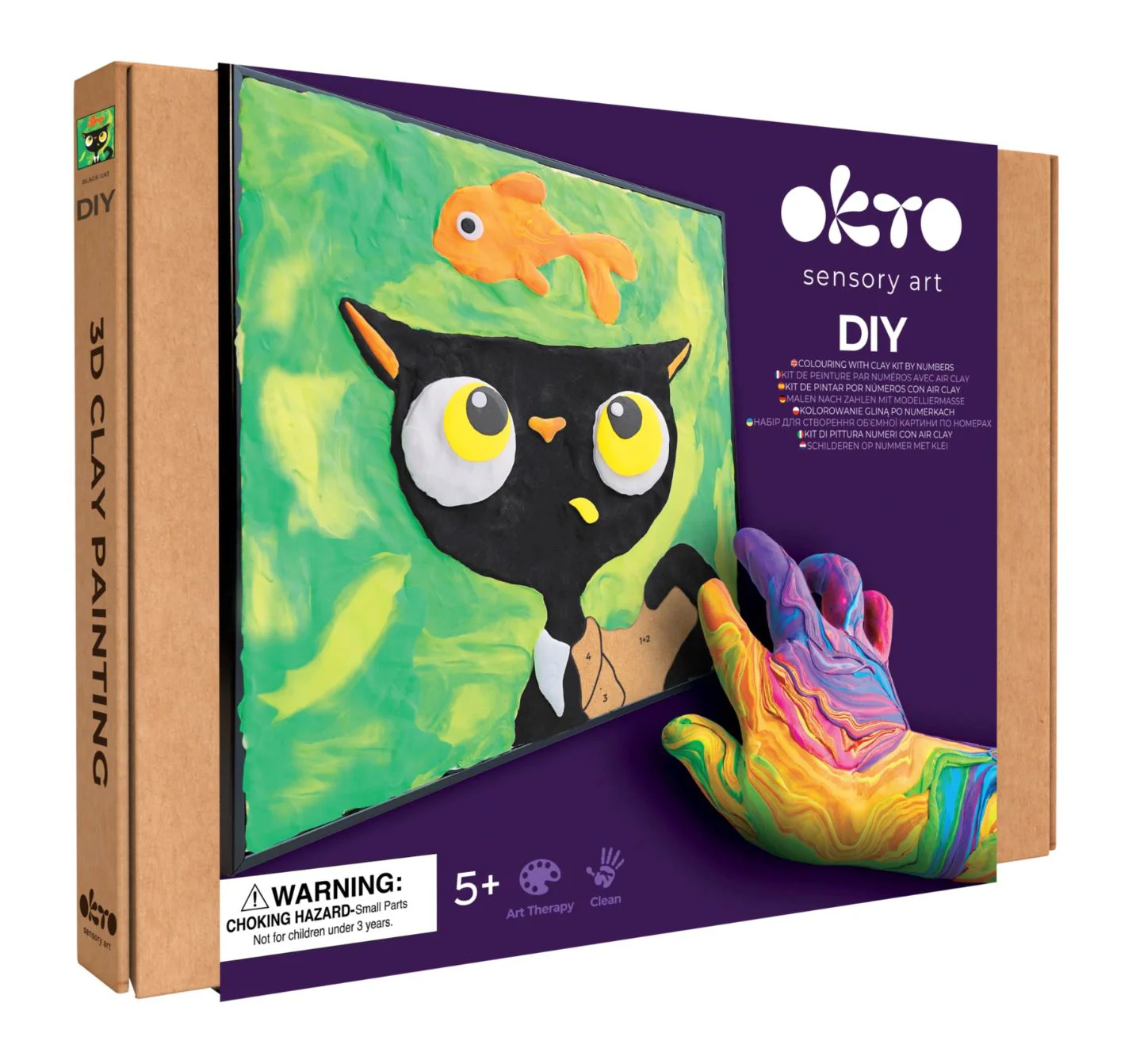Tablou 3D pe numere din plastilina aerata Air Clay Pisica neagra, 29x29 cm foto