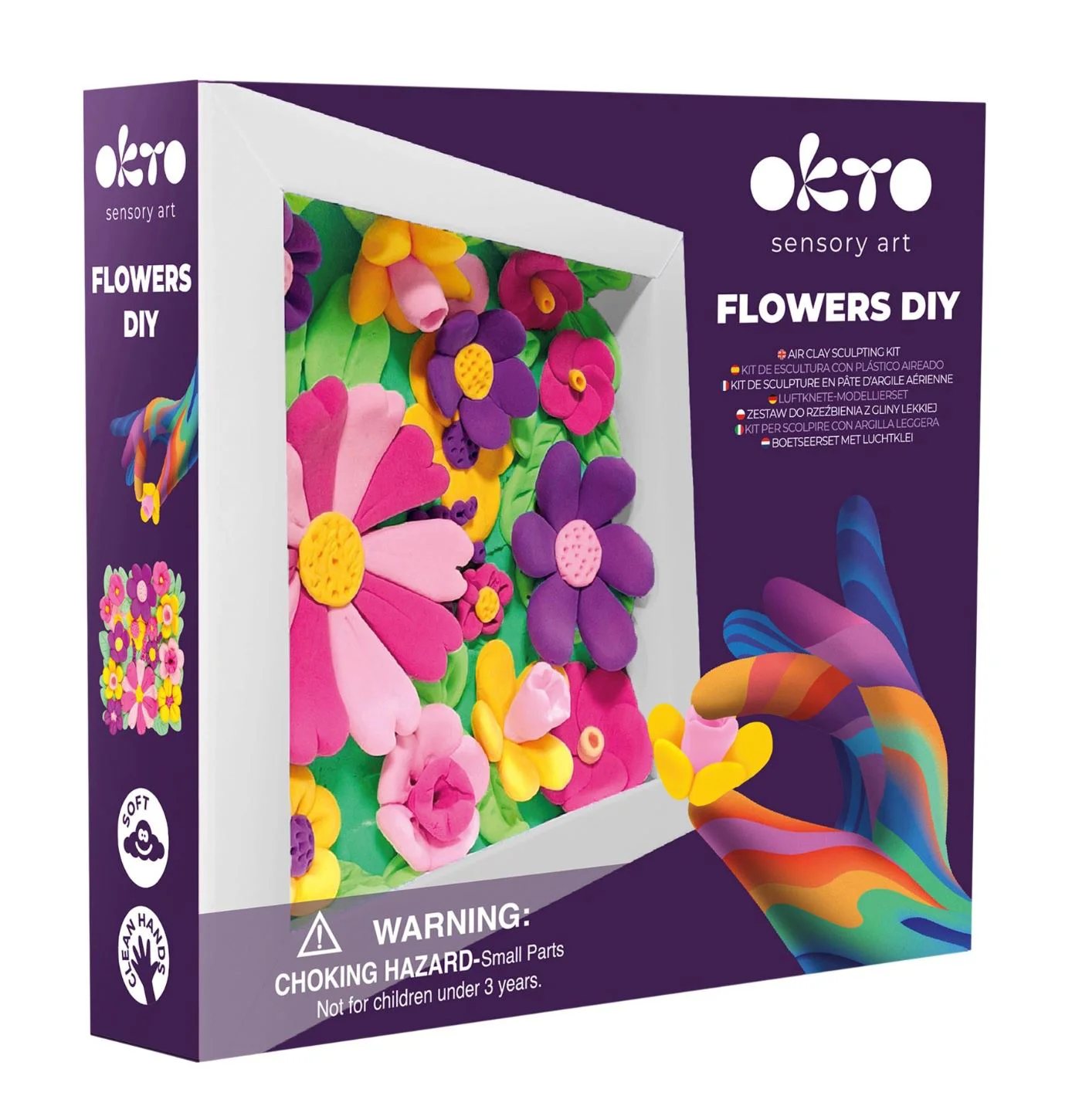 Tablou 3D pe numere din plastilina aerata Okto Air Clay Gradina cu flori, 15x15 cm foto