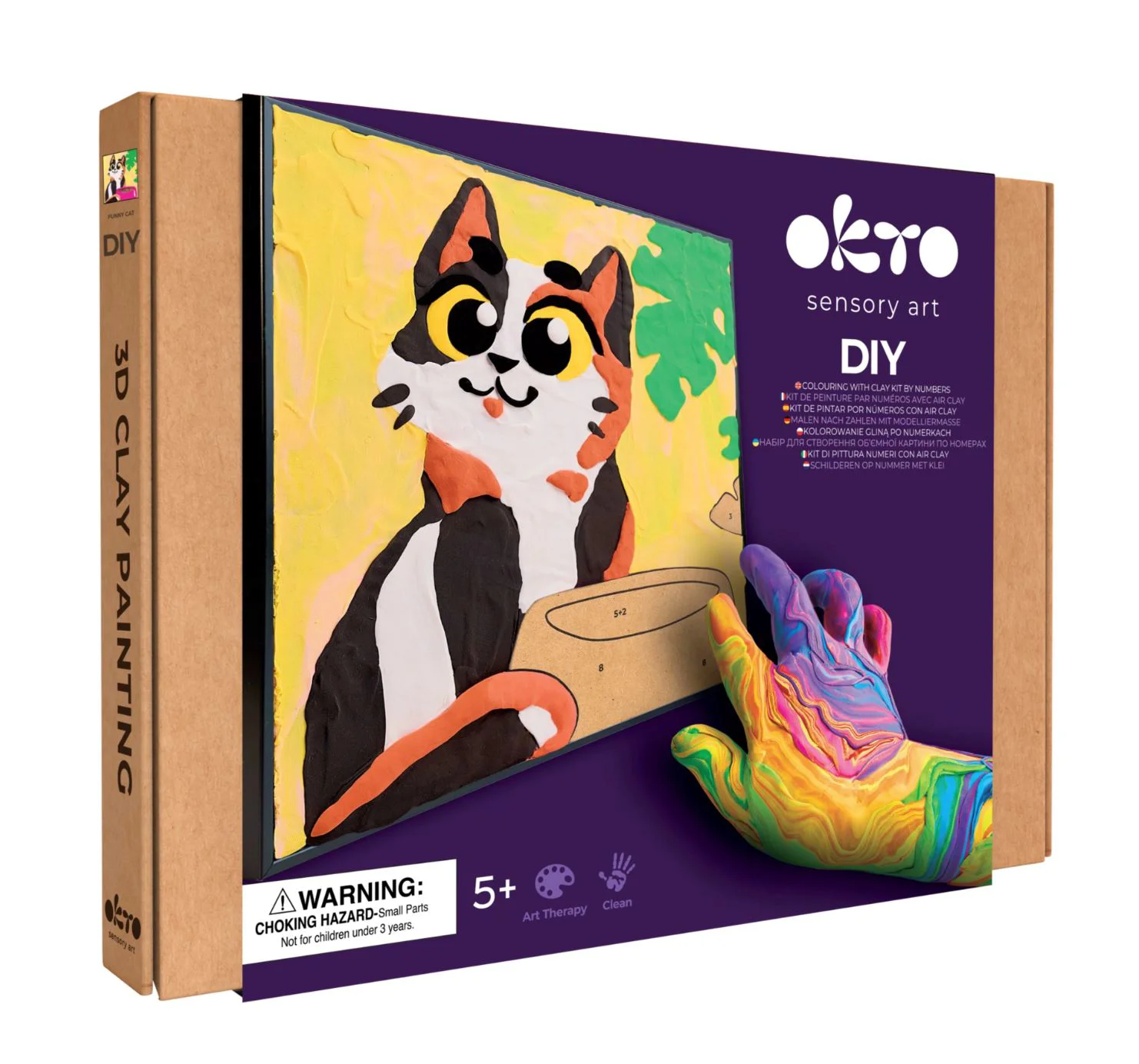 Tablou 3D pe numere din plastilina aerata Okto Air Clay Pisica Poznasa, 29x29 cm foto