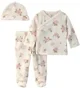 Carter's Set 3 piese Florals - bluza kimono, caciulita si pantaloni cu talpa foto