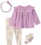 Carter's Set 4 piese Purple - bluza cu volane, pantaloni, bentita si sosete foto