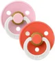 Set 2 suzete rotunde din latex BIBS Colour Glow Baby Pink/Tango (6-18 luni) foto