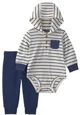 Carter's Set 2 piese Stripes - body cu gluga si pantaloni foto