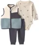 Carter's Set 3 piese Fox - vesta din sherpa, body si pantaloni foto