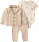 Carter's Set 3 piese Cream - cardigan tricotat, body si pantaloni foto