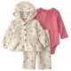 Carter's Set 3 piese Floral - vesta cu gluga, body si pantaloni foto