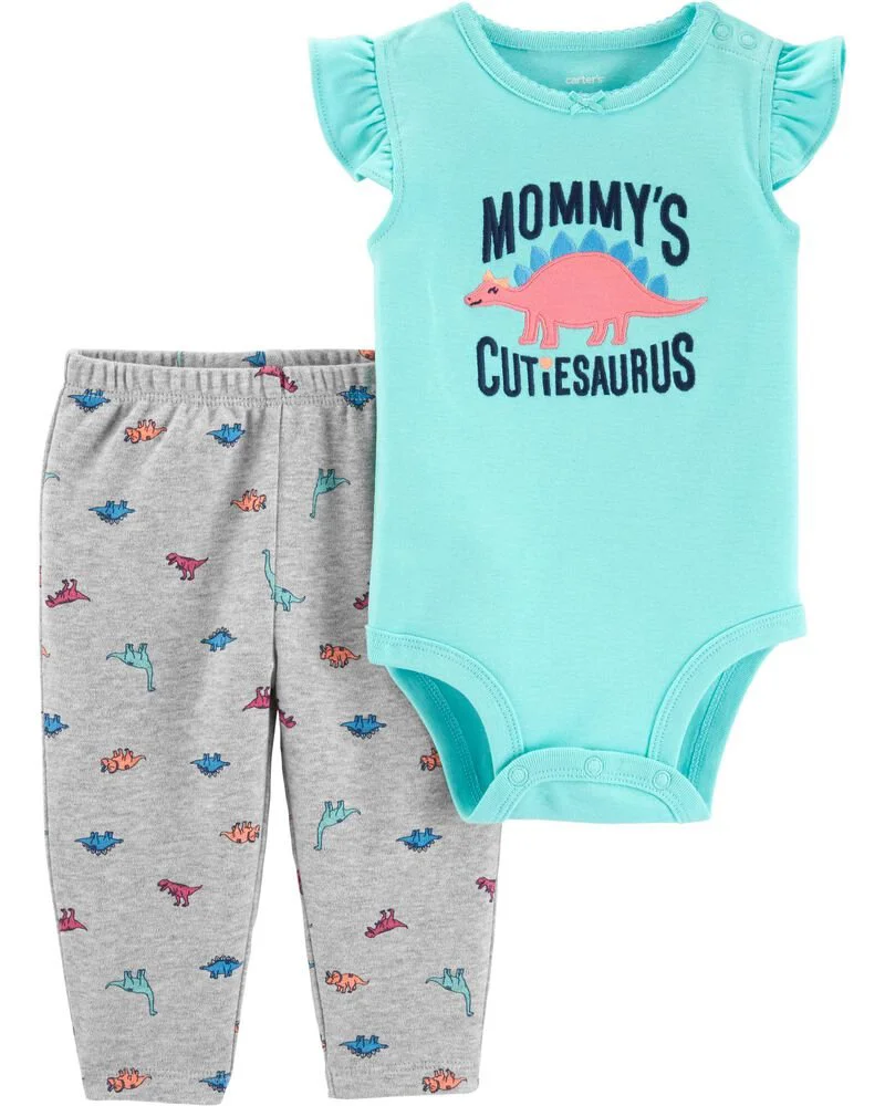 Carter's Set 2 piese Dinozaur - body si pantaloni foto
