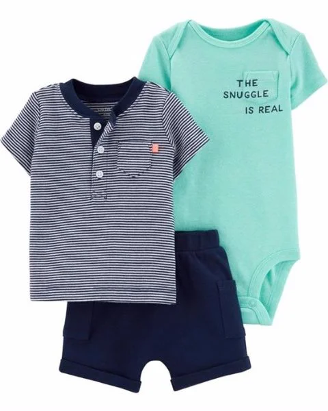 Carter's Set 3 piese Snuggle - body, tricou si pantaloni scurti foto