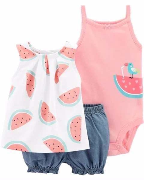 Carter's Set 3 piese Pepene - body, top si pantaloni scurti foto