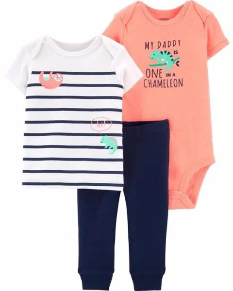 Carter's Set 3 piese Cameleon - body, tricou si pantaloni foto