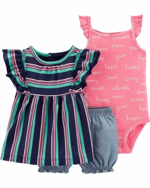 Carter's Set 3 piese Sweet - body, bluza si pantaloni scurti foto