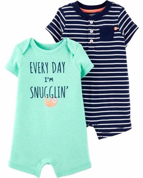 Carter's Set 2 piese - 2 salopete cu dungi si slogan foto