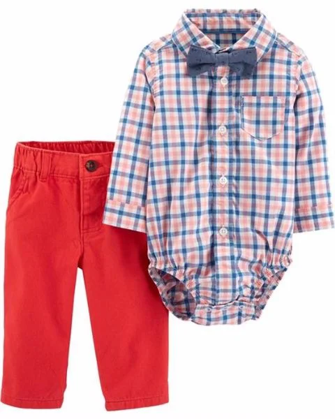 Carter's Set 3 piese Carouri - pantaloni, body tip camasa si papion foto