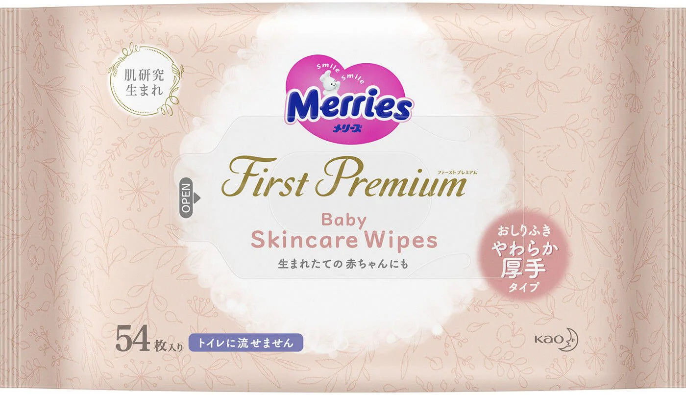 Влажные салфетки Merries First Premium, 54 шт. foto