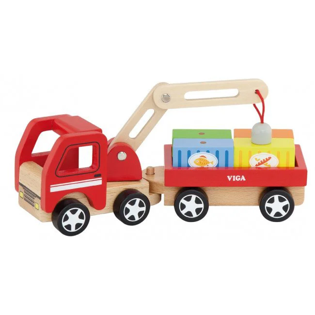 image for Set de joc din lemn Viga Toys Crane Truck foto