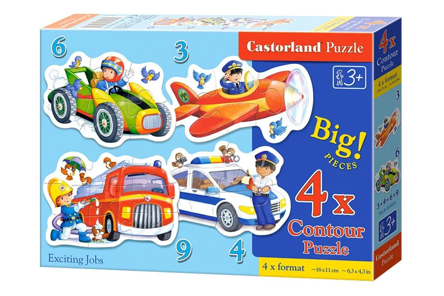 Puzzle Castorland Exciting Jobs, 4 in 1 (3+4+6+9 piese) foto