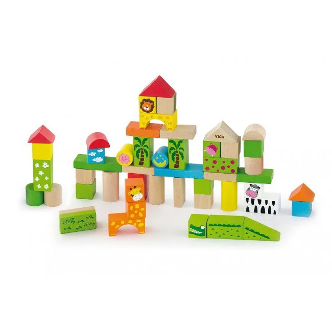 Деревянный конструктор Viga Toys Zoo, 50 деталей foto