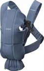 Marsupiu anatomic BabyBjorn Mini Vintage Indigo cu pozitii multiple de purtare, bumbac